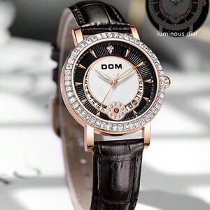 DOM Women's Black and Rose Gold Watch